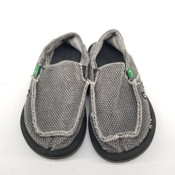 B31 Sanuk Kids Youth Gray Vagabond Slip On Loafer Sidewalk Surfers Shoes Size 2 - Picture 1 of 6